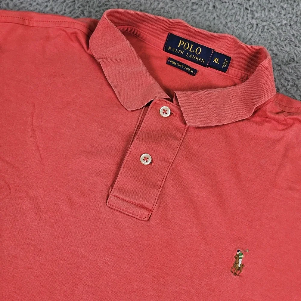 Ralph Lauren Polo Shirt Mens‎ XL Pink Pima Soft Touch Short Sleeve Golf Casual